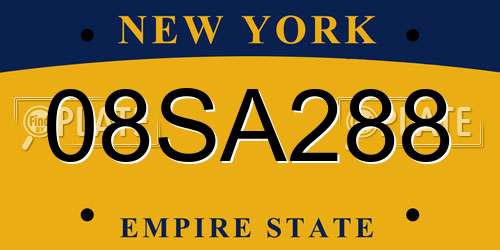 08SA288 New York License Plate