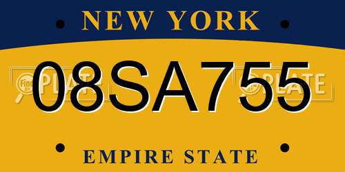 08SA755 New York License Plate