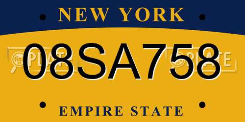 08SA758 New York License Plate