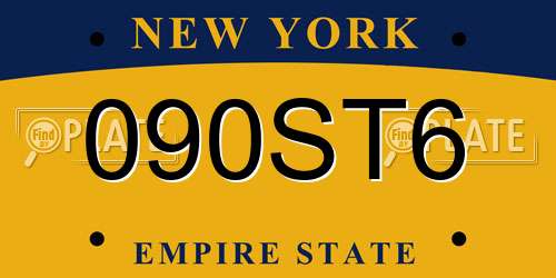 090ST6 New York License Plate
