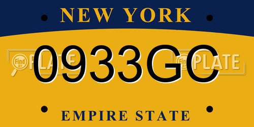 0933GC New York License Plate
