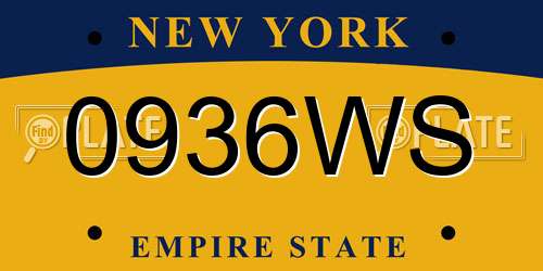 0936WS New York License Plate