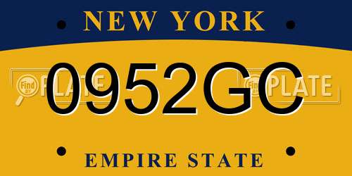 0952GC New York License Plate