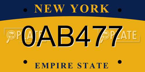 0AB477 New York License Plate