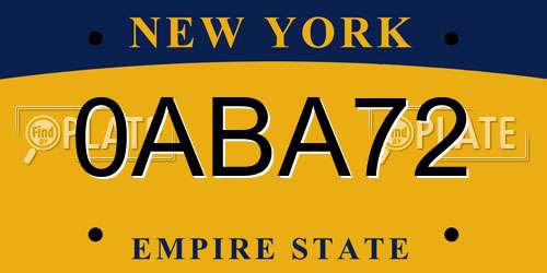 0ABA72 New York License Plate