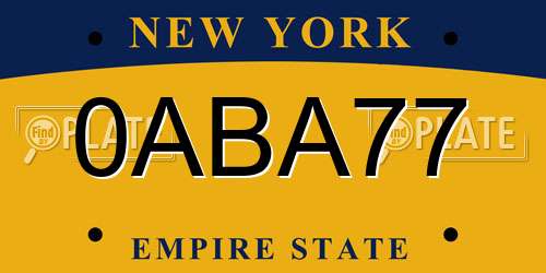 0ABA77 New York License Plate