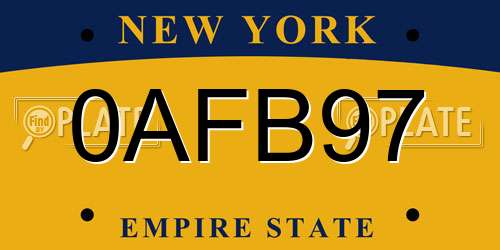 0AFB97 New York License Plate