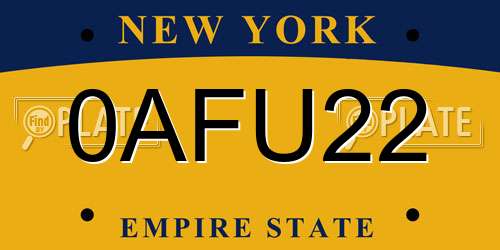 0AFU22 New York License Plate