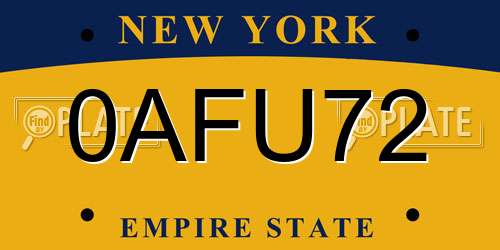 0AFU72 New York License Plate