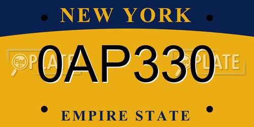 0AP330 New York License Plate