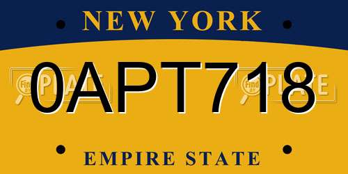 0APT718 New York License Plate