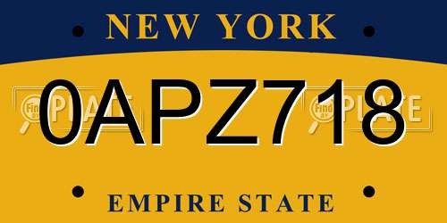 0APZ718 New York License Plate
