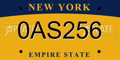 0AS256 New York License Plate