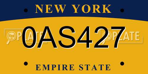 0AS427 New York License Plate
