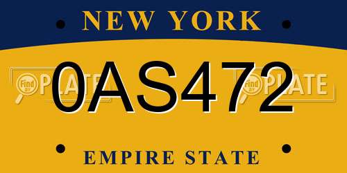 0AS472 New York License Plate