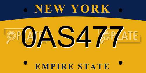 0AS477 New York License Plate