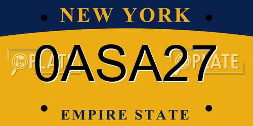 0ASA27 New York License Plate