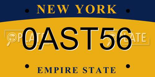 0AST56 New York License Plate