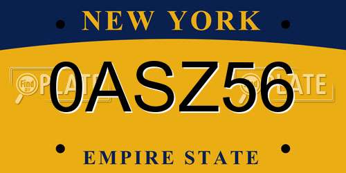 0ASZ56 New York License Plate