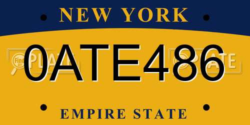 0ATE486 New York License Plate