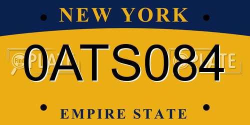 0ATS084 New York License Plate