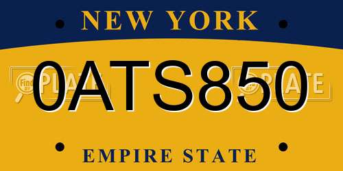 0ATS850 New York License Plate