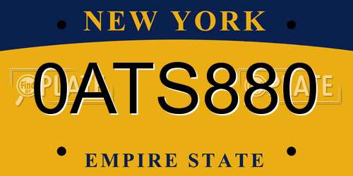 0ATS880 New York License Plate