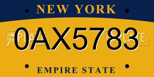 0AX5783 New York License Plate