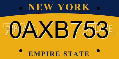 0AXB753 New York License Plate