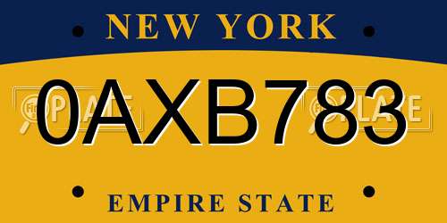 0AXB783 New York License Plate