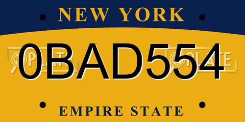 0BAD554 New York License Plate