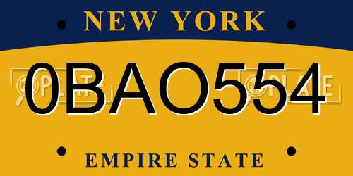 0BAO554 New York License Plate