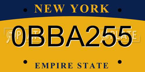 0BBA255 New York License Plate