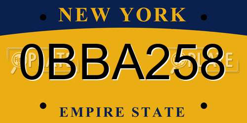 0BBA258 New York License Plate