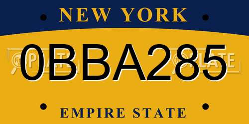 0BBA285 New York License Plate