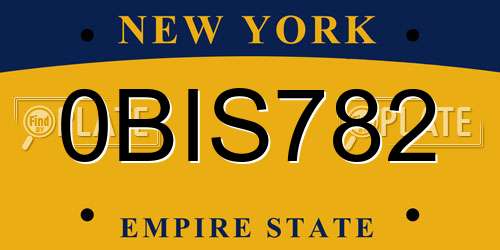 0BIS782 New York License Plate