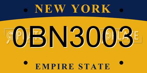 0BN3003 New York License Plate