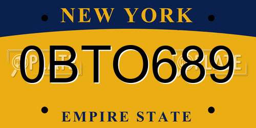 0BTO689 New York License Plate