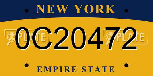 0C20472 New York License Plate