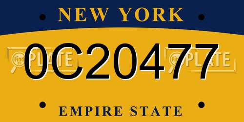 0C20477 New York License Plate