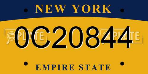 0C20844 New York License Plate