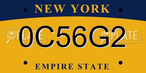0C56G2 New York License Plate