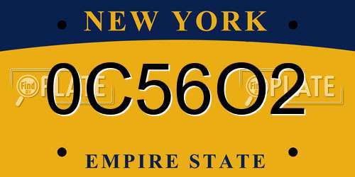 0C56O2 New York License Plate