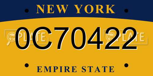 0C70422 New York License Plate