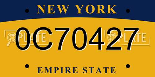 0C70427 New York License Plate