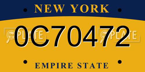 0C70472 New York License Plate