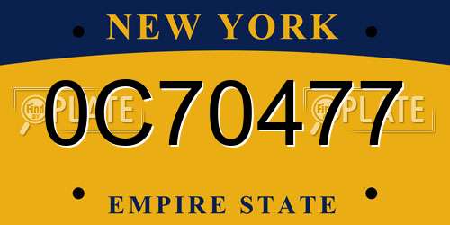 0C70477 New York License Plate