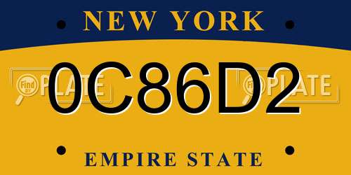 0C86D2 New York License Plate