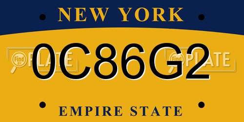 0C86G2 New York License Plate