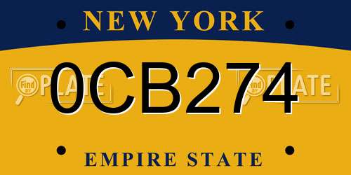 0CB274 New York License Plate